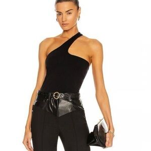 HELMUT LANG Black Asymmetrical seamless Jersey top